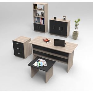 Set van bureau met bijzettafel en 3 opbergkasten Jona | Kalune Design