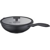 MasterChef | Wokpan met Glazen Deksel diameter 28 cm zwart potten & pannen aluminium kookgerei koken & tafelen | NADUVI outlet