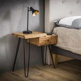Dimehouse | Nachtkastje Aberdeen 1 lade links breedte 60 cm x hoogte 59 cm bruin nachtkastjes metaal, hout kasten meubels | NADUVI outlet