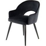 Hearthome & Living | Stoel Frank set van 2 fluweel zwart 55x77x58 cm eetkamerstoelen | NADUVI