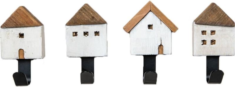 Kledinghaken in Huisvorm, Set van 4