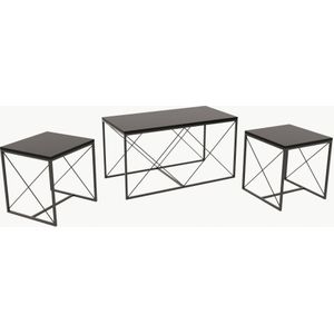 Kalune Design - Defne - Salontafels - Zwart - Hout en Metaal - Set van 3