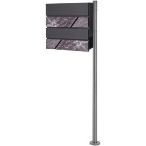Brievenbus 37x36,5x11 cm antraciet/zwart marmerlook staal ML-Design