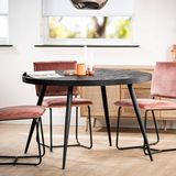 Cozyhouse | Eettafel Noir teakhout rond hout zwart 120x120x76x12 cm eettafels | NADUVI
