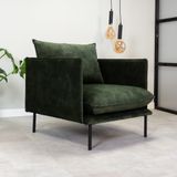Vince Design | Fauteuil Fender breedte 80 cm x diepte 89 cm x hoogte 85 cm groen fauteuils velvet, staal stoelen & fauteuils | NADUVI outlet