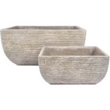 D&M Deco | Set van 2 bloempotten Rough Vierkant - klein: lengte 23 cm x breedte 23 cm x hoogte zandkleurig kommen & schalen | NADUVI outlet
