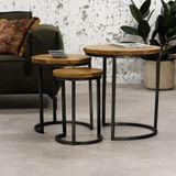 Dimehouse | Bijzettafel Chantal lengte 50 cm x breedte 50 cm x hoogte 62 cm bruin, grijs bijzettafels mangohout, metaal | NADUVI outlet