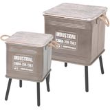 Urban Living | Set van 2 bijzettafels Bess - klein: lengte 34 cm x breedte 34 cm x hoogte taupe bijzettafels metaal, hout | NADUVI outlet