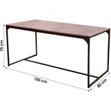 Urban Living | Eetkamertafel Boas lengte 150 cm x breedte 80 cm x hoogte 75 cm bruin eettafels hout tafels meubels | NADUVI outlet