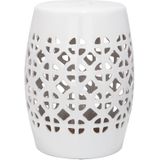Safavieh Furniture | In- & outdoor kruk Cindy lengte 36 cm x breedte 33 cm x hoogte 46,99 cm wit krukken geglazuurde keramiek | NADUVI outlet