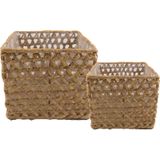 D&M Deco | Set van 2 manden Roots - klein: lengte 24 cm x breedte 24 cm x hoogte naturel opbergmanden wicker, kunststof | NADUVI outlet