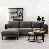 Dimehouse | Hoekbank Peppin links 3-zits velvet zithoogte 46 cmzitdiepte 59 cmhoogte 85 cmdikte antraciet zitbanken velvet | NADUVI outlet