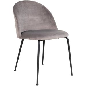 House Nordic - Genève - Eetkamerstoelen - Grijs - Fluweel en Staal - Set van 2