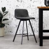 Dimehouse | Barkruk Riga breedte 45 cm x diepte 50 cm x hoogte 68 cm antraciet barkrukken pu, kunstleer, metaal poefs & | NADUVI outlet