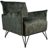 Livin24 | Fauteuil Lynn zithoogte 47 cm x zitdiepte 53 cm x hoogte 85 cm x groen, zwart fauteuils materiaal zitting: velvetmateriaal | NADUVI outlet