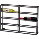 4udesigned | Wandwijnrek 2 x 4 flessen breedte 71 cm x diepte 9 cm x hoogte 50 cm zwart wijnrekken metaal koken & tafelen | NADUVI outlet