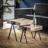 Dimehouse | Bijzettafel Robbie Set lengte 50 cm x breedte 50 cm x hoogte 45 cm bruin bijzettafels hout, metaal meubels tafels | NADUVI outlet