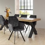 Cozyhouse | Set van 2 eetkamerstoelen Vintage velours grijs 57x88.5x61 cm eetkamerstoelen | NADUVI