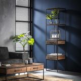 Dimehouse | Wandkast Liam breedte 50 cm x diepte 40 cm x hoogte 200 cm bruin wandkasten hardhout, metaal kasten meubels | NADUVI outlet