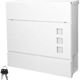 Brievenbus met krantenvak 37x36,5x10,5 cm wit staal