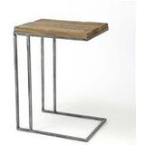 Dimehouse | Laptoptafel Gijs lengte 45 cm x breedte 35 cm x hoogte 62 cm bruin, grijs bijzettafels hardhout, metaal tafels | NADUVI outlet