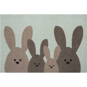 Deurmat Bunny Wasbaar 30°C - groen/bruin 40x60 cm