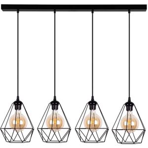Zwarte hanglamp eettafel Diament 4-lichts | NADUVI Collection