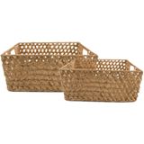 D&M Deco | Set van 2 rieten manden Roots - klein: breedte 32 cm x lengte 45 cm x hoogte naturel opbergmanden riet opbergen | NADUVI outlet