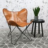 Dimehouse | Vlinderstoel Vlinderstoel breedte 76 cm x diepte 72 cm x hoogte 85 cm bruin overige stoelen geitenleer, staal | NADUVI outlet