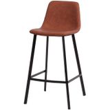 4uDesigned | Barkruk Barfly breedte 41 cm x diepte 46 cm x hoogte 99 cm x zithoogte cognackleurig barkrukken kunstleer, | NADUVI outlet