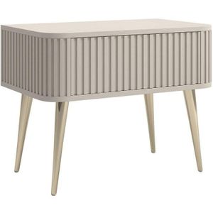 NADUVI Collection - Nachtkastje - Greige - MDF - Metalen Accenten