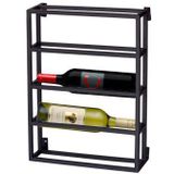 4uDesigned | Wandwijnrek 4 flessen breedte 36 cm x diepte 9 cm x hoogte 50 cm zwart wijnrekken metaal keukenaccessoires | NADUVI outlet