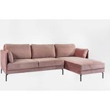 Cozyhouse | Velvet Hoekbank Palladium rechts fluweel roze 252x85x157 cm hoekbanken | NADUVI