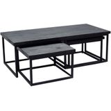 Mister Habitat | Set van 3 Salontafels The Fenixu rechthoek: lengte 120 cm x breedte 55 cm x hoogte zwart salontafels mango | NADUVI outlet
