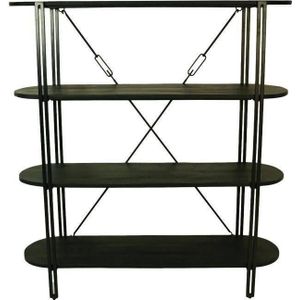 HSM Collection-Wandkast Met 4 Plankenx39x140-Zwart-Mango/Metaal