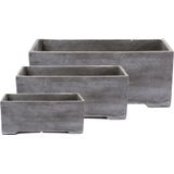 D&M Deco | Set van 3 bloempotten Out - klein: lengte 74 cm x breedte 36 x hoogte 36 grijs bloempotten cement vazen & bloempotten | NADUVI outlet