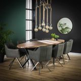 Dimehouse | Eettafel Daya ovaal lengte 105 cm x breedte 270 cm x hoogte 77 cm bruin, zwart eettafels teakhout, metaal tafels | NADUVI outlet