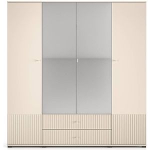 Carlotta - Kledingkast - Greige - MDF - 4-deurs - 200 cm breed