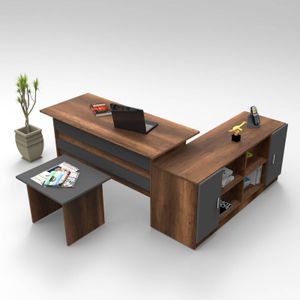 Set van bureau met bijzettafel en opbergkast Brad | Kalune Design
