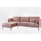 Cozyhouse | Velvet Hoekbank Palladium links fluweel roze 252x85x157 cm hoekbanken | NADUVI