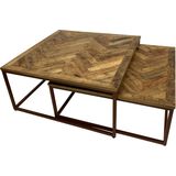 Mister Habitat | Set van 2 Salontafels The Snapper lengte 86 cm x breedte 86 cm x hoogte 35 cm bruin, zwart salontafels | NADUVI outlet