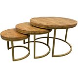 Mister Habitat | Set van 3 Salontafels The Tribeca diameter 76 cm x 48 cmdiameter 56 cm x 41 cmdiameter goud salontafels | NADUVI outlet