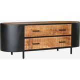 4udesigned | TV meubel Fender 2 lades lengte 140 cm x diepte 40 cm x hoogte 50 cm naturel dressoirs mangohout, metaal meubels | NADUVI outlet