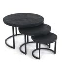 Mister Habitat | Set van 3 Salontafels The Fenix diameter 76 cm x 49 cmdiameter 56 cm x 41 cmdiameter zwart salontafels | NADUVI outlet
