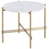 Kaja Collection | Tafel Sally diameter 52 x hoogte 45 cm x dikte blad 2 cm wit, messing bijzettafels metaal, marmer meubels | NADUVI outlet