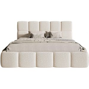 Selsey - Cloudy- Gestoffeerd bed met opbergruimte - 160x200 cm - lichtbeige