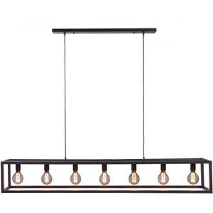 Zwarte hanglamp eettafel frame Charlie 7-lichts | Loft46