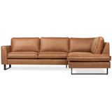 Dimehouse | Hoekbank Tulin Rechts - totaal: breedte 274 cm x diepte 204 cm x hoogte cognac zitbanken microvezel, spaanplaat | NADUVI outlet