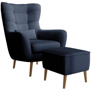 Fauteuil met hocker Verdiro ribstof | NADUVI Collection