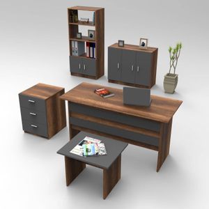 Set van bureau met bijzettafel en 3 opbergkasten Jona | Kalune Design